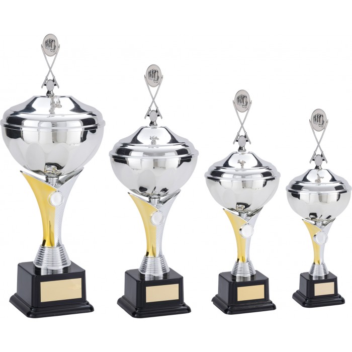 V-RISER CUP WITH CROSS SWORDS METAL PLAQUE - AVAILABLE IN 4 SIZES